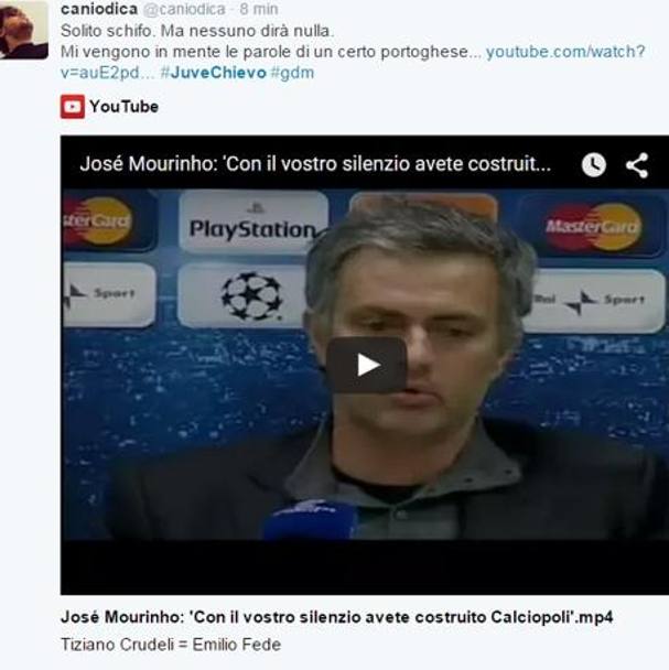 Riecco Mourinho, al centro nella giornata di oggi di un altro caso-ironia su Twitter. Qui si ricorda la sua stoccata a Moggi